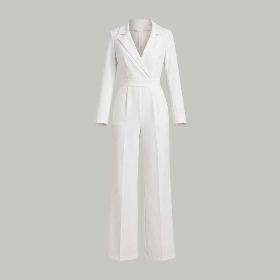 Elizabeth | Kvinno-jumpsuit med krage och vida ben