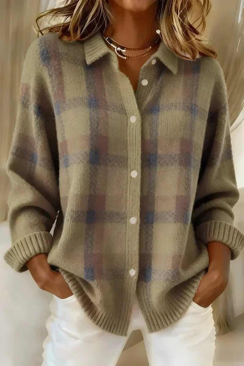 Taylor™ | Mysig Rutig Stickad Cardigan