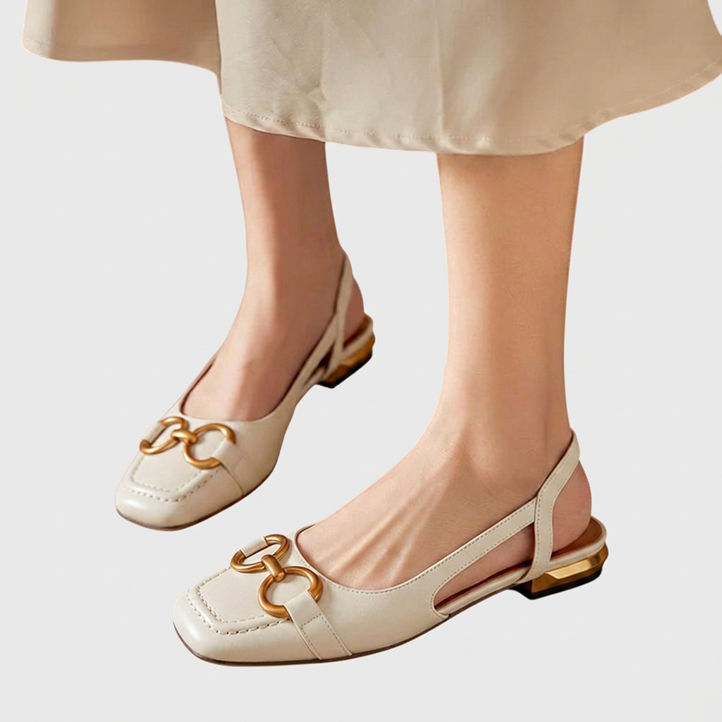 Emilia | Eleganta Slingback-skor med Gulddetalj