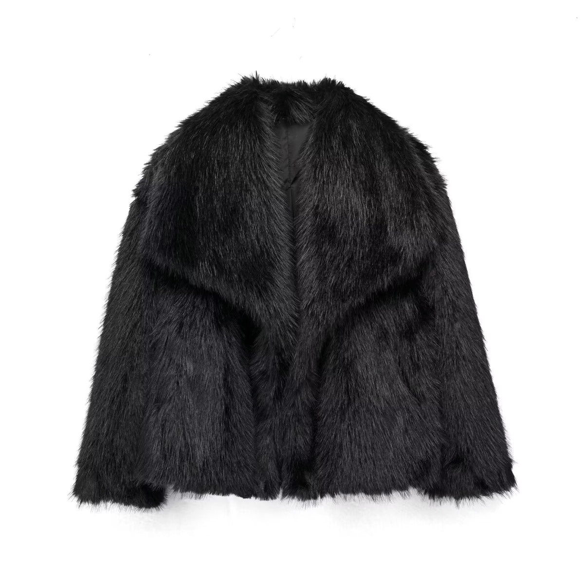 Dam Konstpälsjacka Oversized Passform Kort Längd