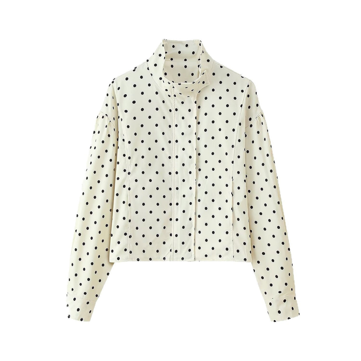 Kvinnors Quiltad Kort Jacka med Polka Dots-mönster