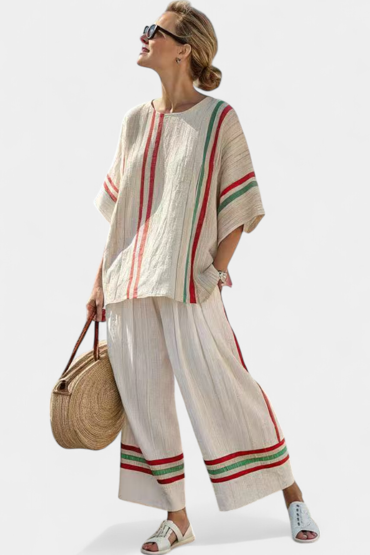 Truvane | Bekväm Boho-mönstrad Blus & Löst sittande Byxor