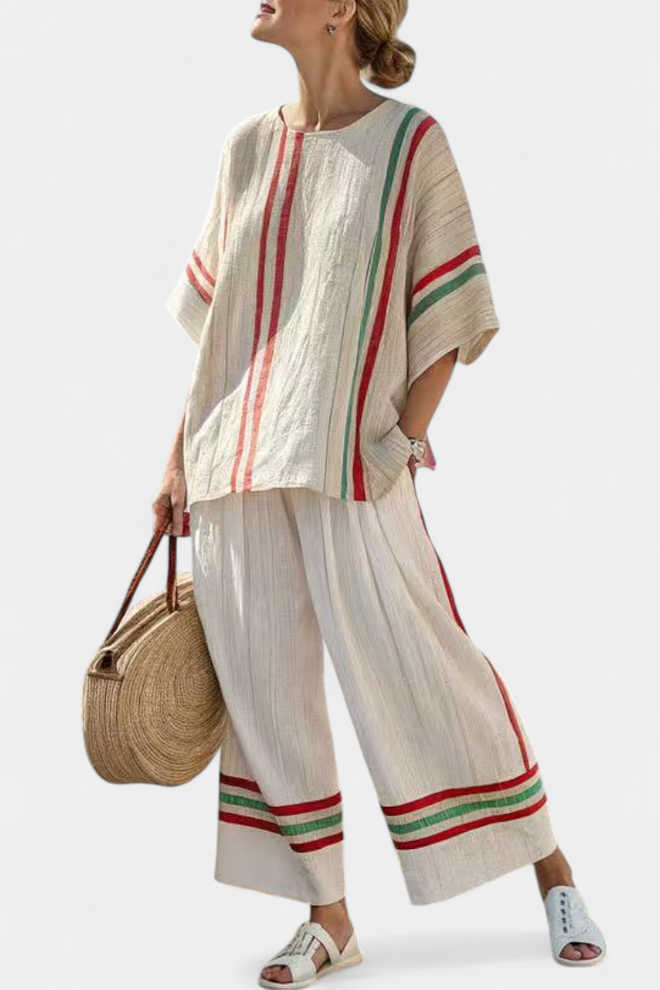 Truvane | Bekväm Boho-mönstrad Blus & Löst sittande Byxor
