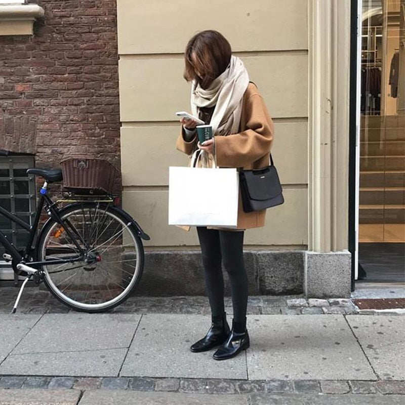 Dam Enkelknäppt Kappa med Slag­krage för Höst