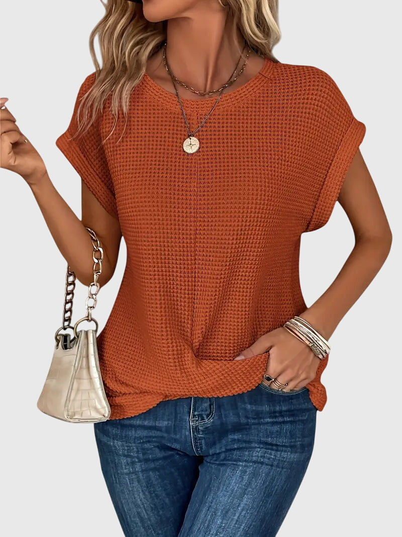 Isa | Elegant Blus Med Rund Halsringning