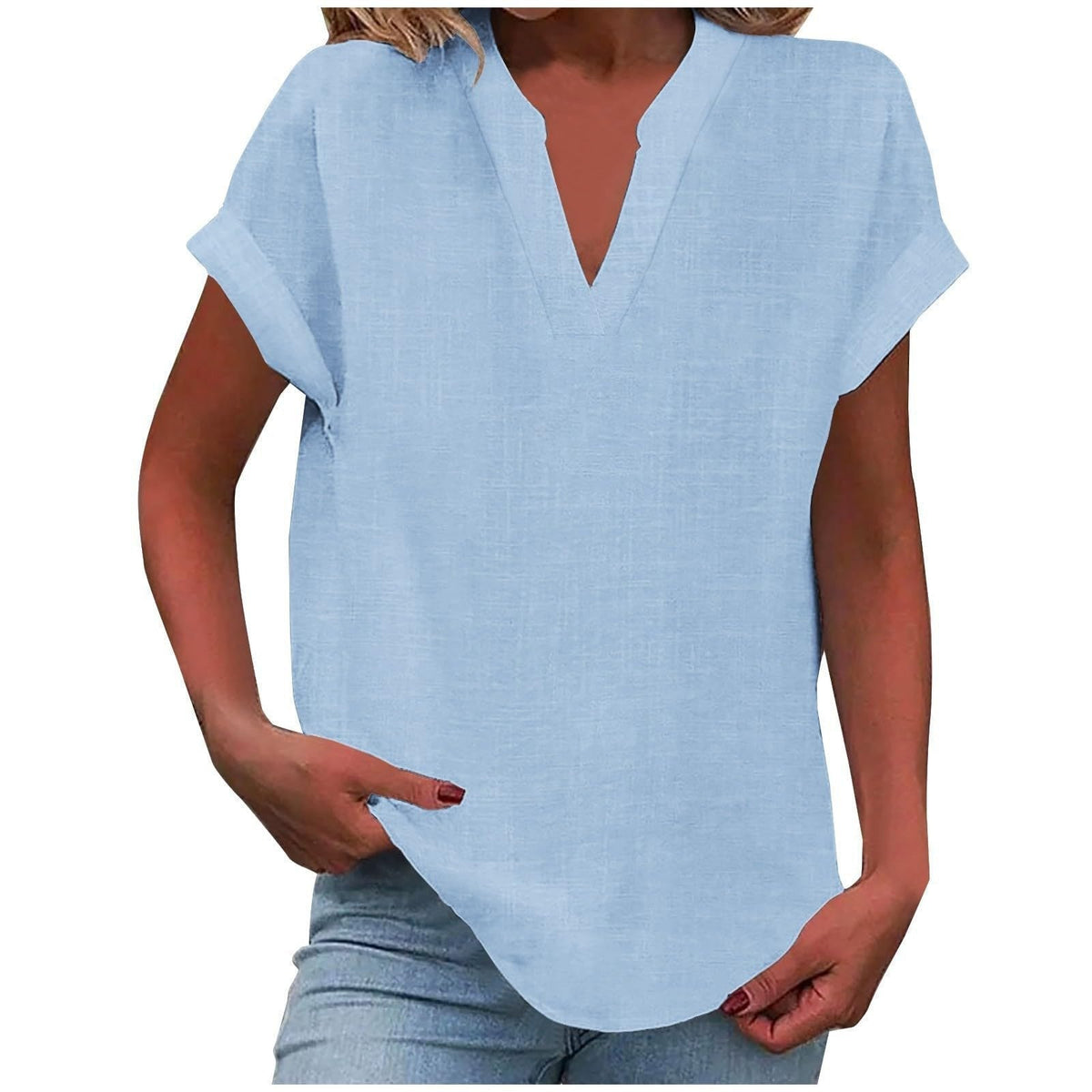 Mia V-ringad Blus, Avslappnad Passform